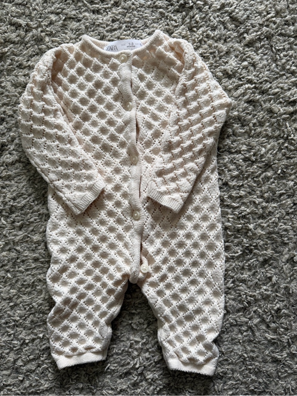 ZARA Cream Knit Footed One-Piece